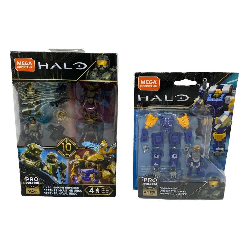 Mega Construx Halo UNSC Marine Defense GFT67 & Skyfire Exosuit GLB73 Set New
